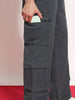 Men's Steel Grey Loose Baggy Fit Cargo Chino Pant with 8 Pockets Stretchable
