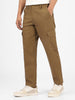 Men's Khaki Regular Fit Solid Cargo Chino Pant With 6 Pockets