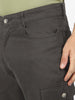 Men's Charcoal Grey Regular Fit Solid Cargo Chino Pant with 6 Pockets Stretchable