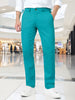 Men's Turquoise Blue Cotton Slim Fit Casual Chinos Trousers Stretch