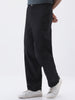 Men's Black Loose Baggy Fit Solid Chino Trousers Non-Stretchable