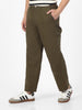 Men's Olive Loose Baggy Fit Solid Carpenter Trouser Pant with 5 Pockets Non-Stretchable