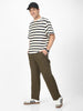 Men's Olive Loose Baggy Fit Solid Carpenter Trouser Pant with 5 Pockets Non-Stretchable