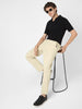 Men's Cream Cotton Regular Fit Casual Chinos Trousers Stretch