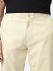 Men's Cream Cotton Regular Fit Casual Chinos Trousers Stretch