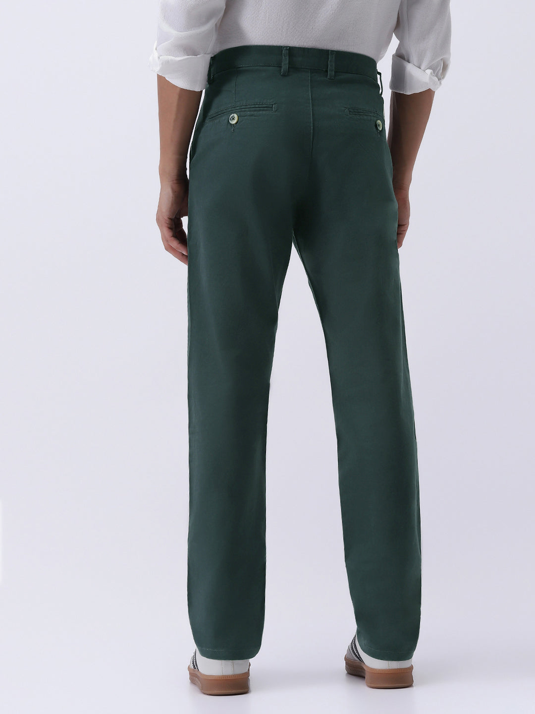 Men's Teal Green Cotton Regular Fit Casual Chinos Trousers Stretch
