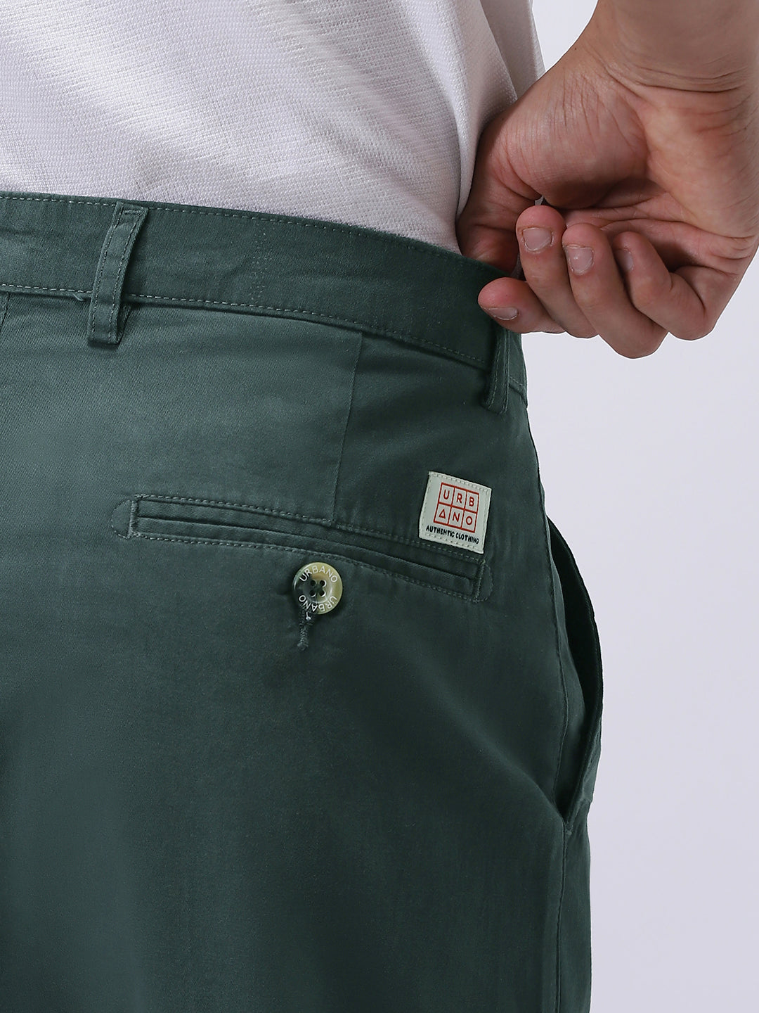Men's Teal Green Cotton Regular Fit Casual Chinos Trousers Stretch