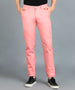 Men's Pink Cotton Slim Fit Casual Chinos Trousers