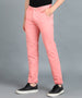 Men's Pink Cotton Slim Fit Casual Chinos Trousers