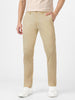 Men's Cream Cotton Slim Fit Casual Chinos Trousers