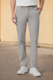 Men's Grey Cotton Slim Fit Casual Chinos Trousers