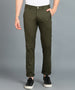 Men's Dark Green Cotton Slim Fit Casual Chinos Trousers