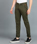 Men's Dark Green Cotton Slim Fit Casual Chinos Trousers