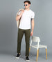 Men's Dark Green Cotton Slim Fit Casual Chinos Trousers