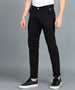 Men's Black Cotton Light Weight Non-Stretch Slim Fit Casual Trousers