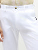 Men's White Cotton Slim Fit Casual Chinos Trousers