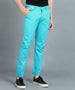 Men's Blue Cotton Slim Fit Casual Chinos Trousers