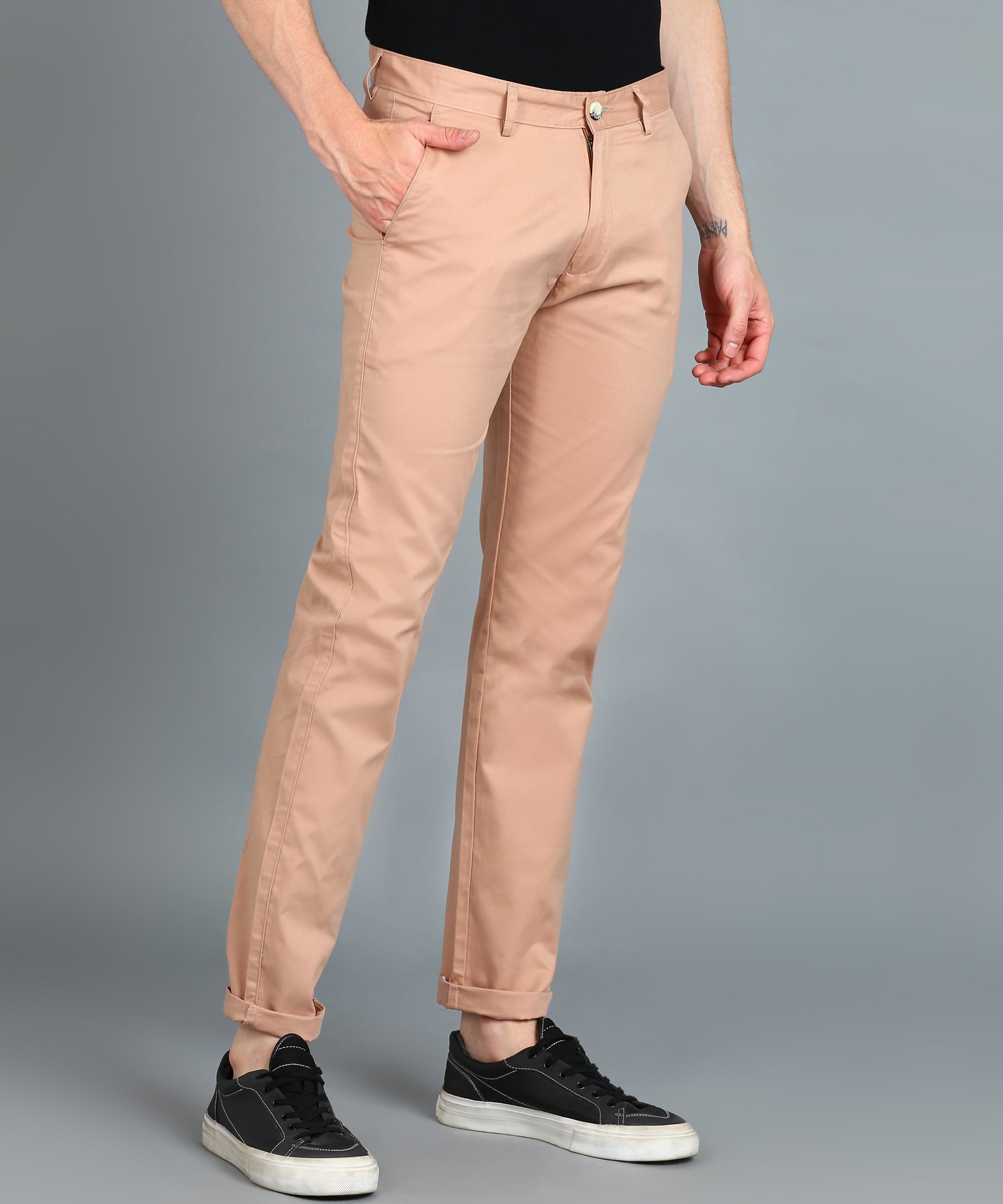 Men's Purple Cotton Slim Fit Casual Chinos Trousers