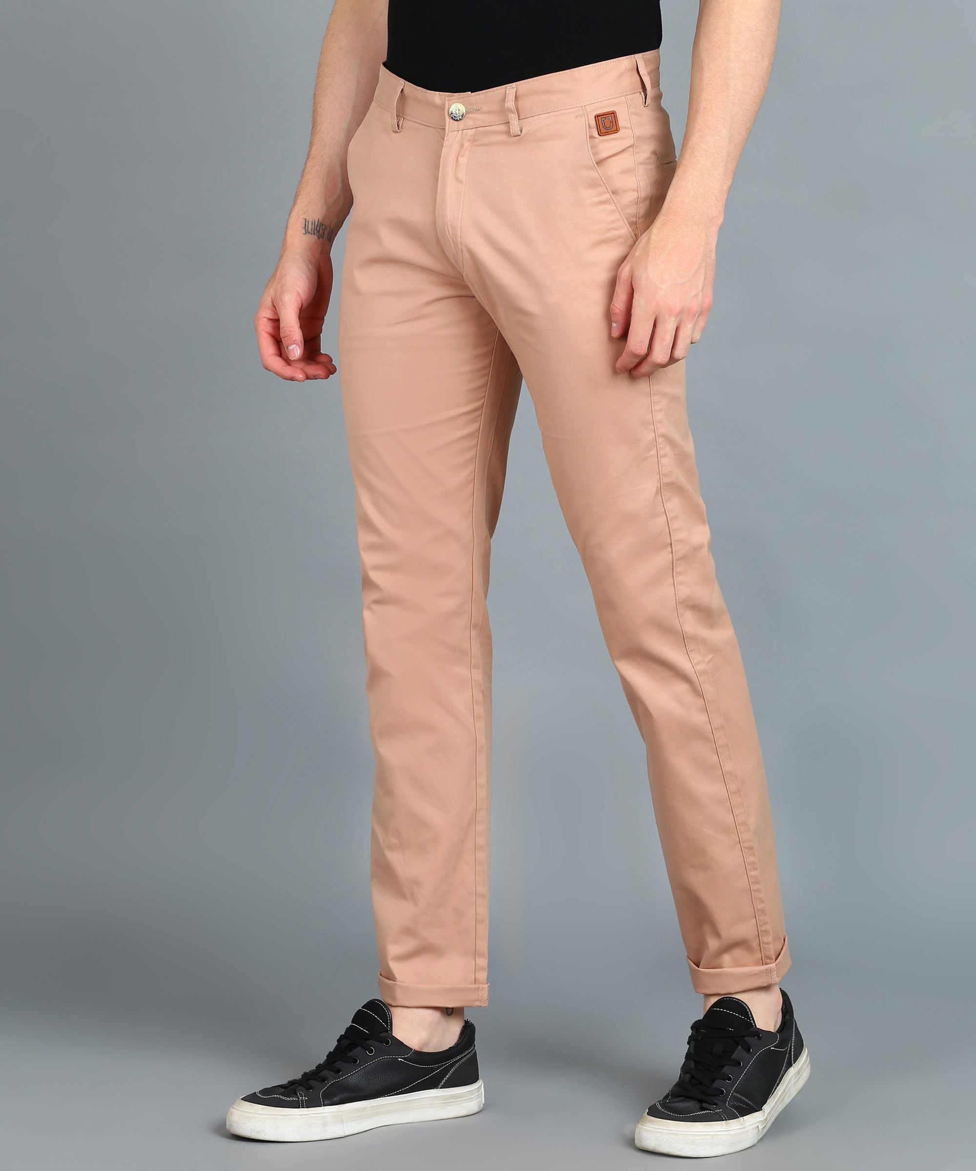 Men's Purple Cotton Slim Fit Casual Chinos Trousers