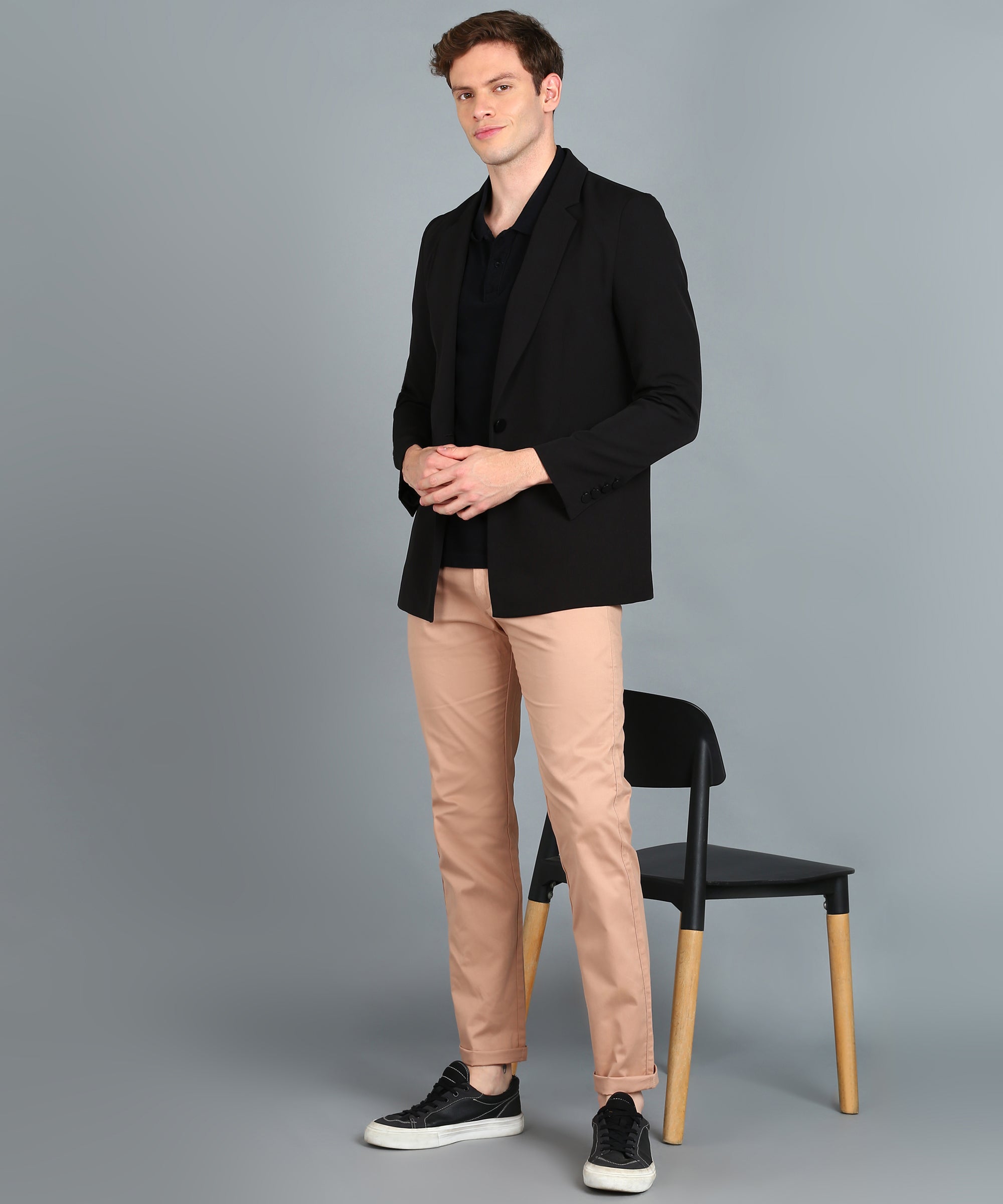 Men's Purple Cotton Slim Fit Casual Chinos Trousers