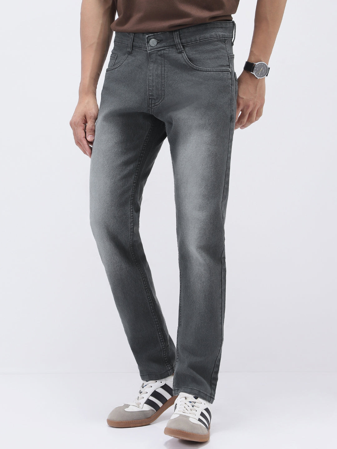 Men's Grey Slim Fit Stretch Jeans
