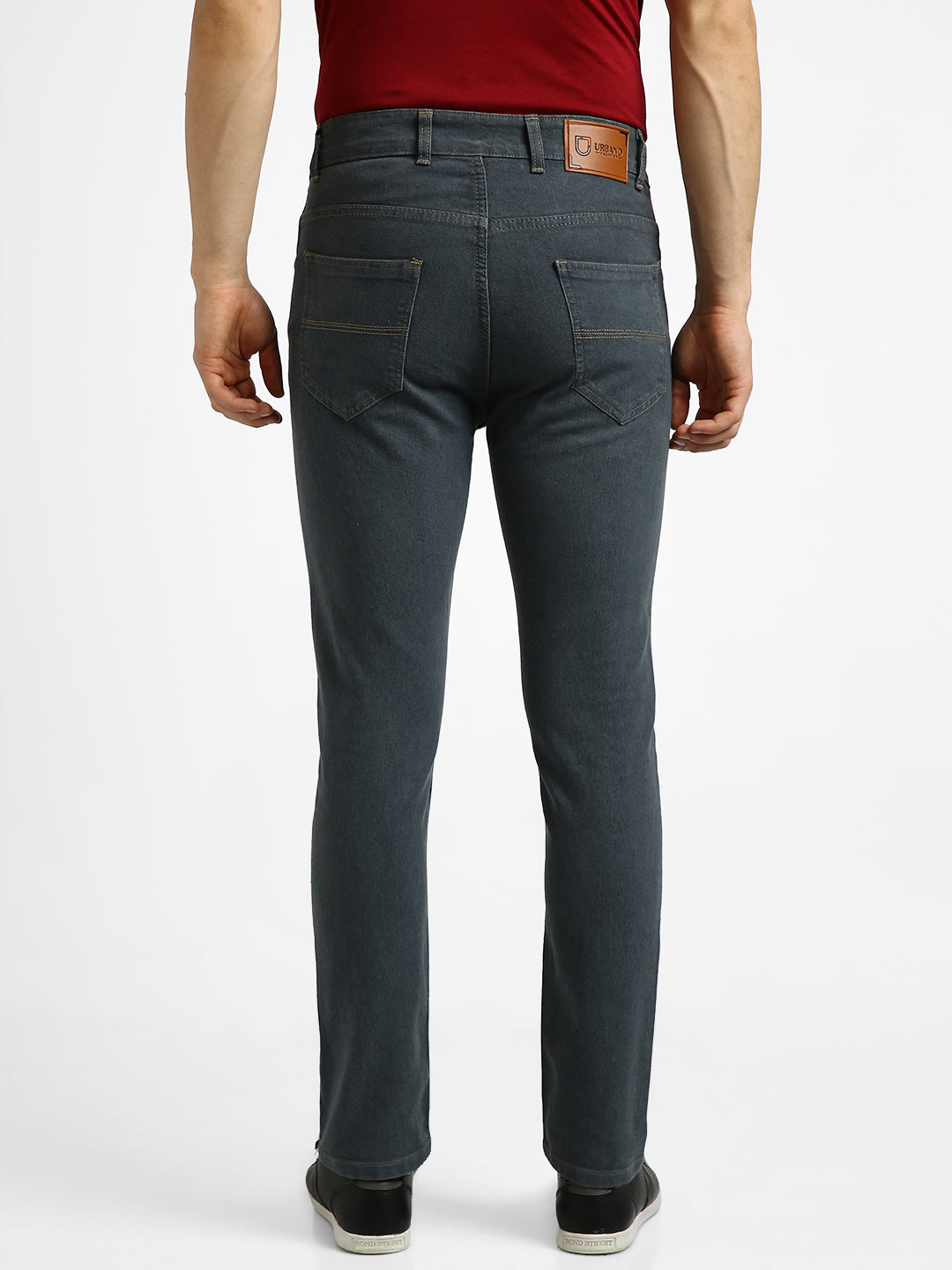 Men's Grey Slim Fit Washed Jeans Stretchable