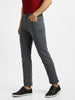 Men's Grey Regular Fit Washed Jeans Stretchable