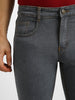 Men's Grey Regular Fit Washed Jeans Stretchable