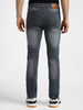 Men's Grey Regular Fit Washed Jeans Stretchable