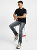 Men's Grey Regular Fit Washed Jeans Stretchable
