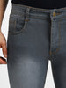 Men's Grey Regular Fit Washed Jeans Stretchable
