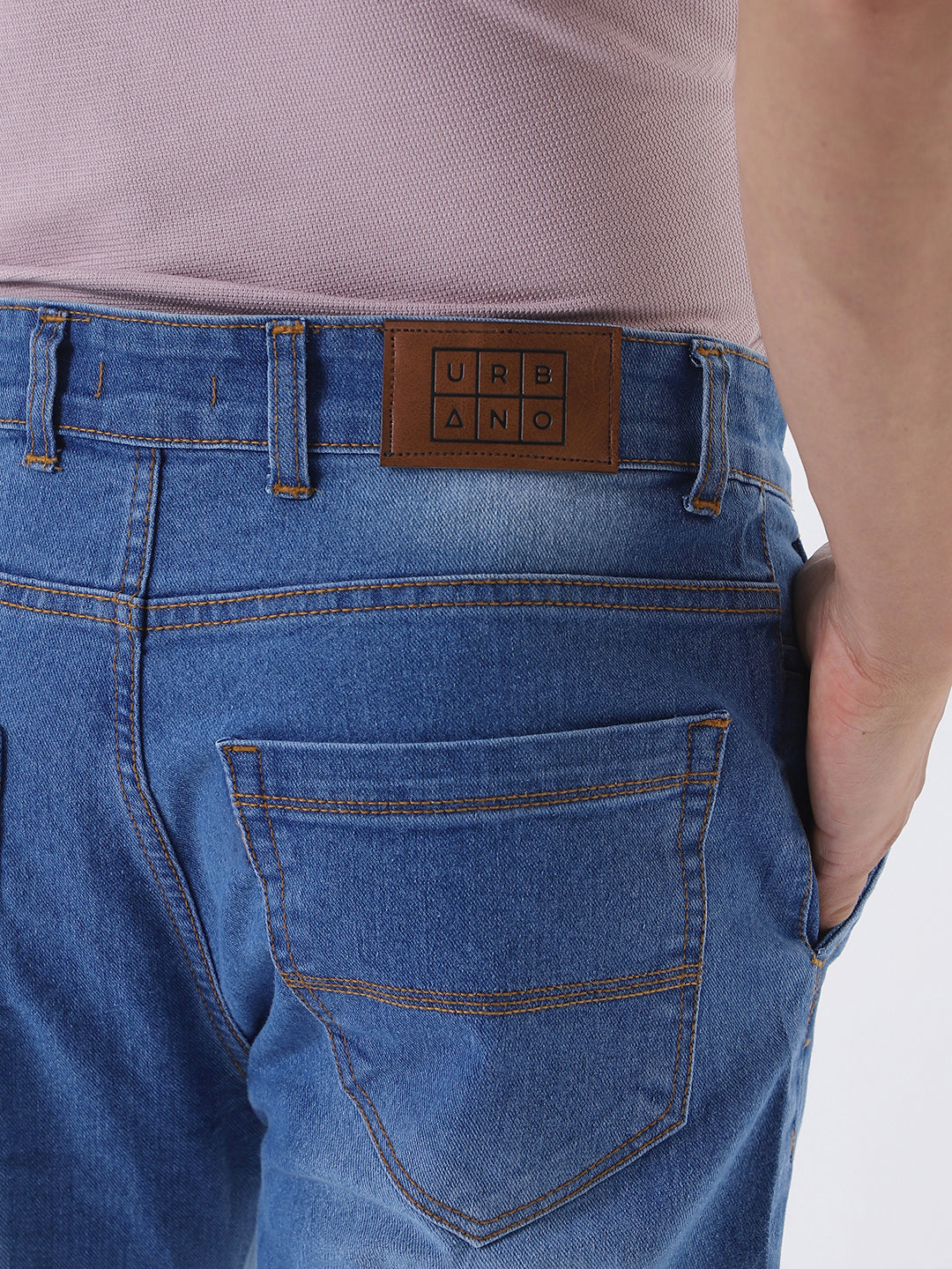 Men's Light Blue Slim Fit Washed Jeans Stretchable