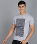 Urbano Fashion Grey Melange Men's Graphic Printed Round Neck Half Sleeve Slim Fit Cotton T-Shirt