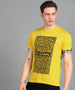 Urbano Fashion Men's Yellow Graphic Printed Round Neck Half Sleeve Slim Fit Cotton T-Shirt