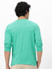Men's Teal Green Solid Henley Neck Slim Fit Full Sleeve Cotton T-Shirt