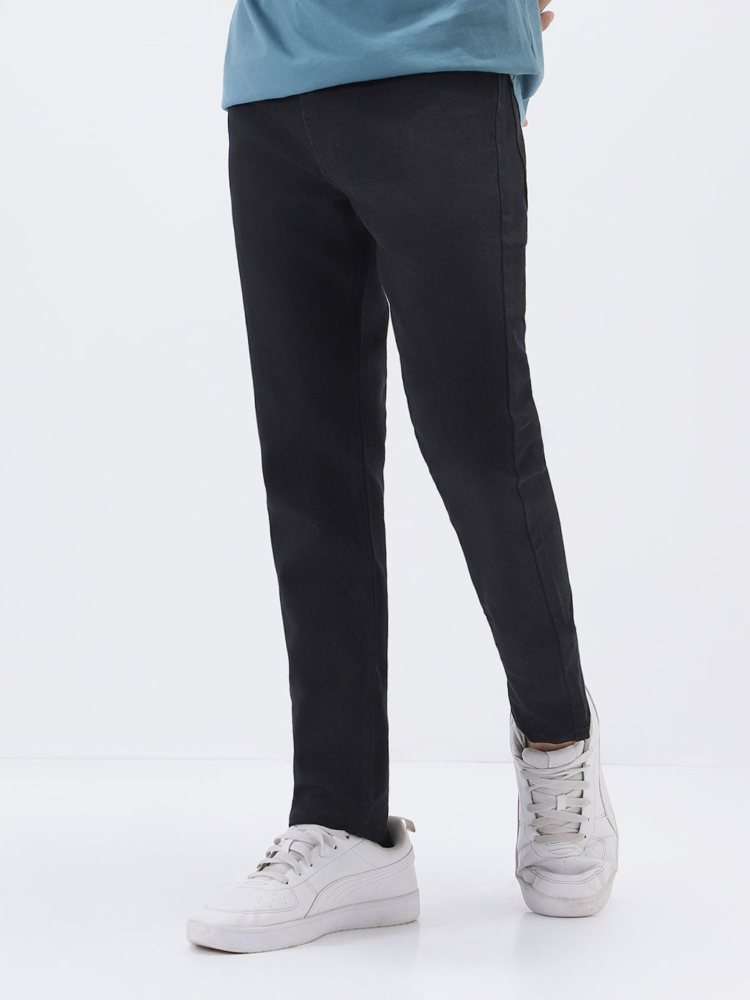 Men's Black Slim Fit Solid Jeans Stretchable