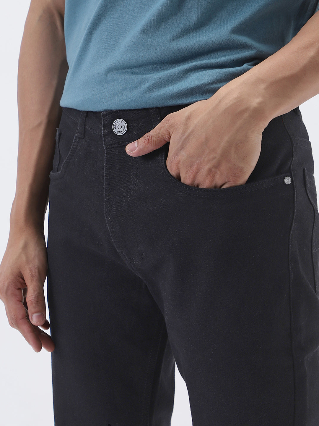 Men's Black Slim Fit Solid Jeans Stretchable