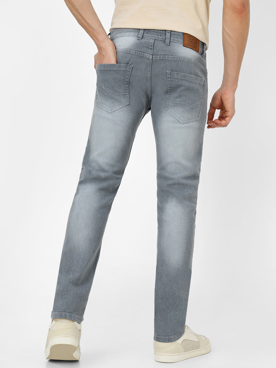 Men's Light Grey Slim Fit Stretch Jeans - Main Image