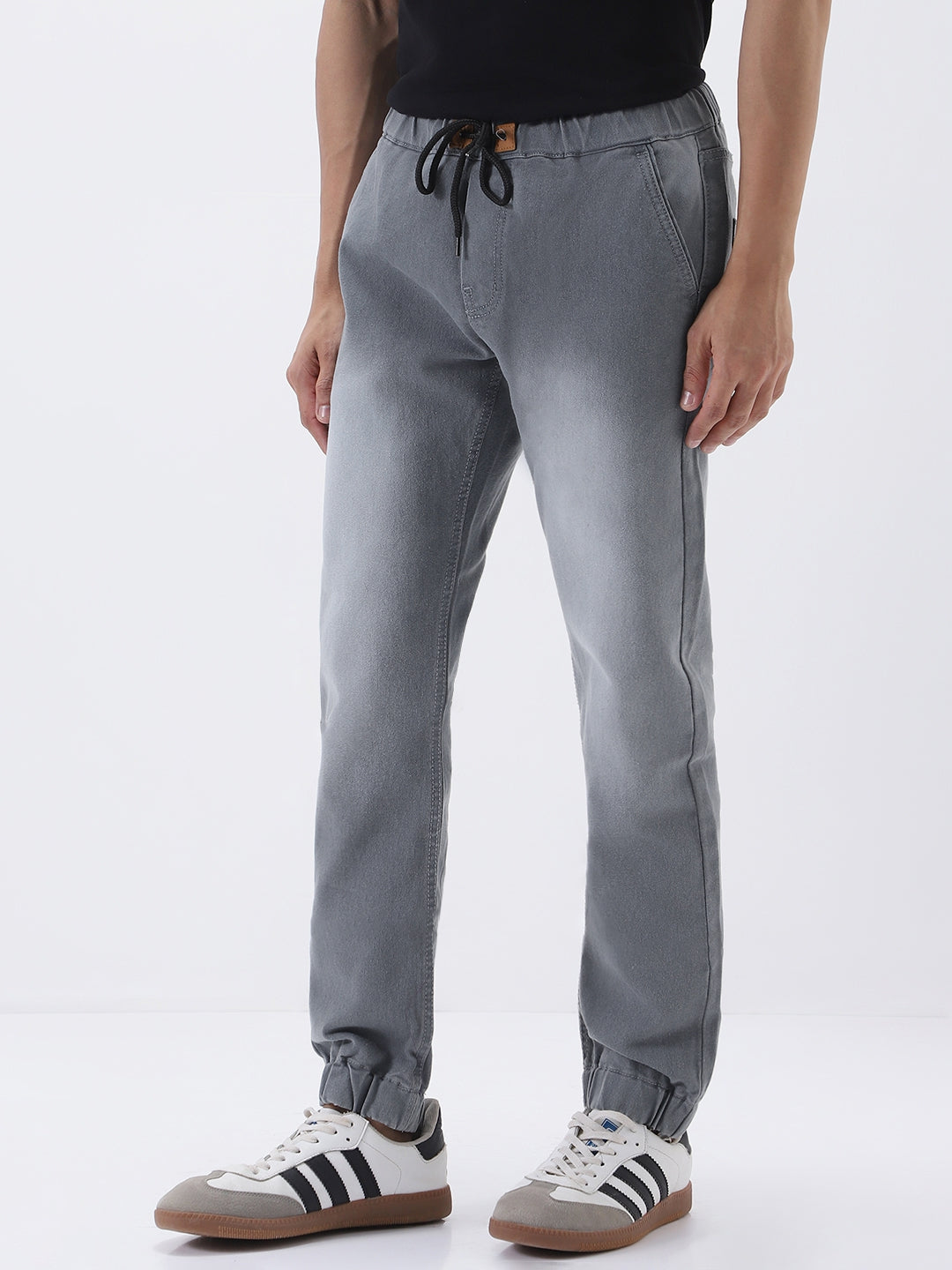 Men's Light Grey Slim Fit Stretch Jogger Jeans
