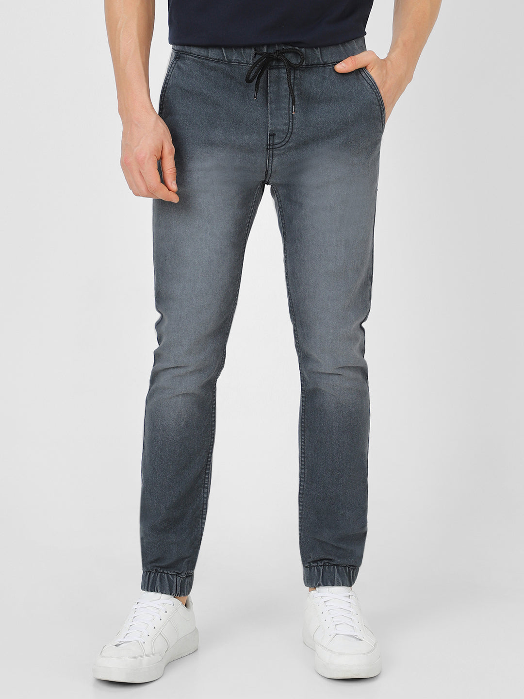 Men's Grey Slim Fit Stretchable Jogger Jeans