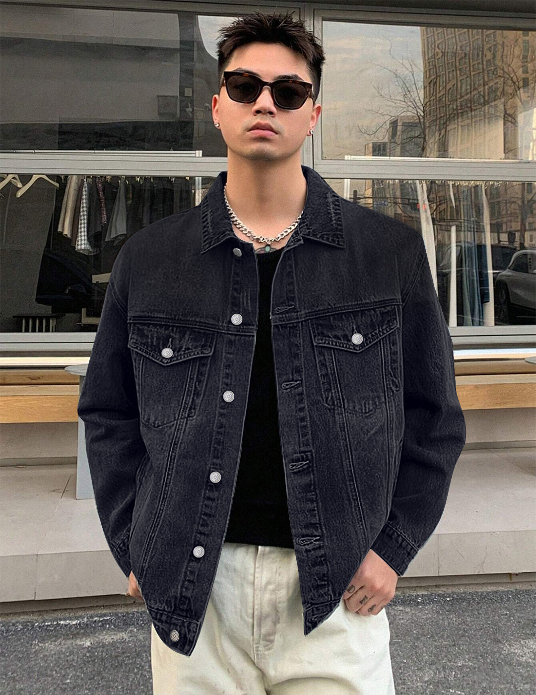 Trucker Jacket Outfit Black Shirt And Denim Jacket Trucker Jacket