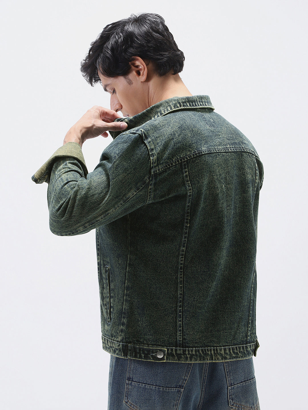 Men's Blue Regular Fit Washed Full Sleeve Denim Jacket