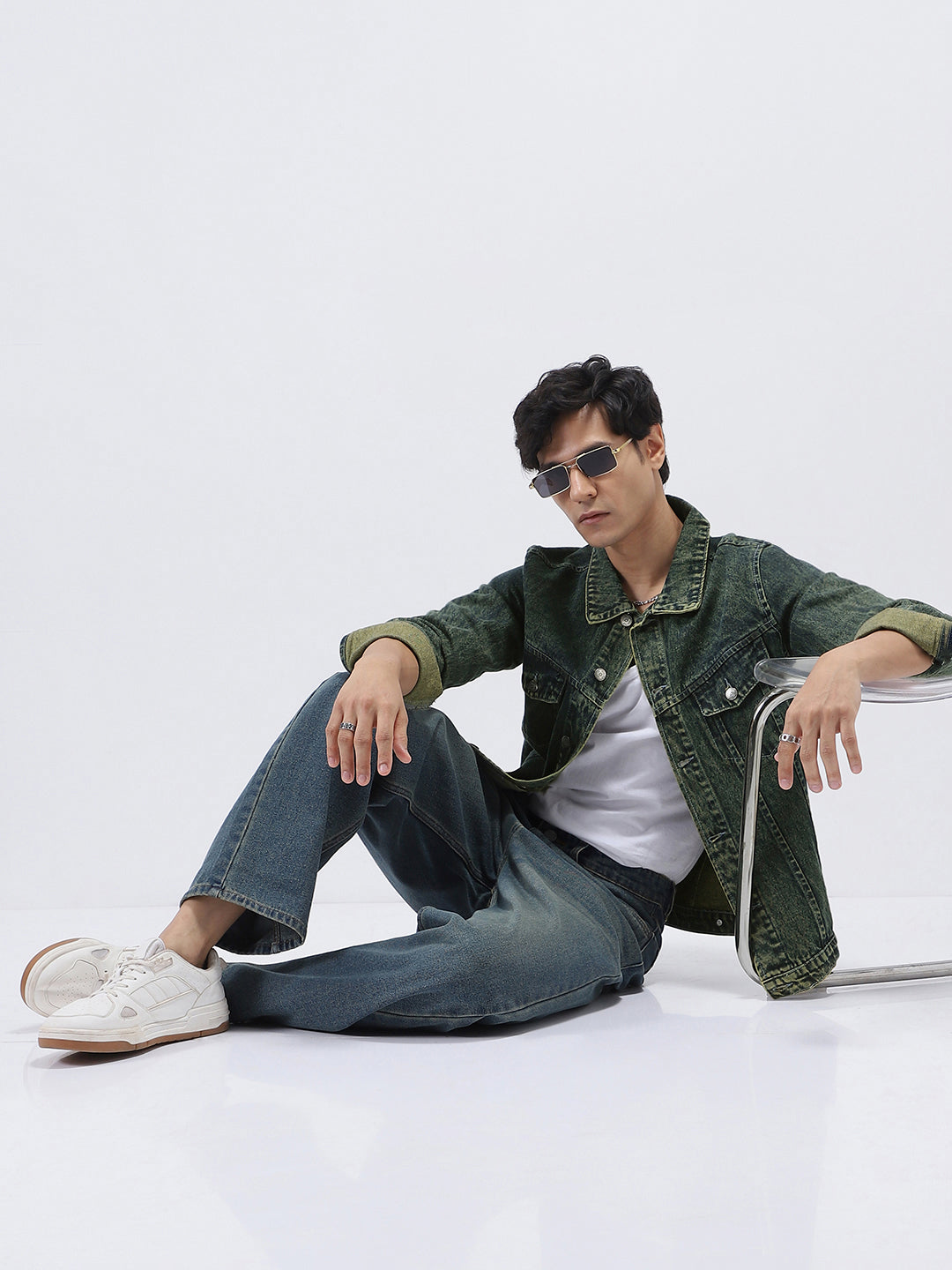 Men's Blue Regular Fit Washed Full Sleeve Denim Jacket