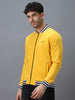 Men's Yellow Cotton Zippered Varsity Sweatshirt