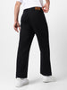 Men's Black Loose Fit Washed Jeans Non-Stretchable