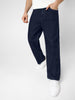 Men's Dark Blue Loose Fit Washed Jeans Non-Stretchable