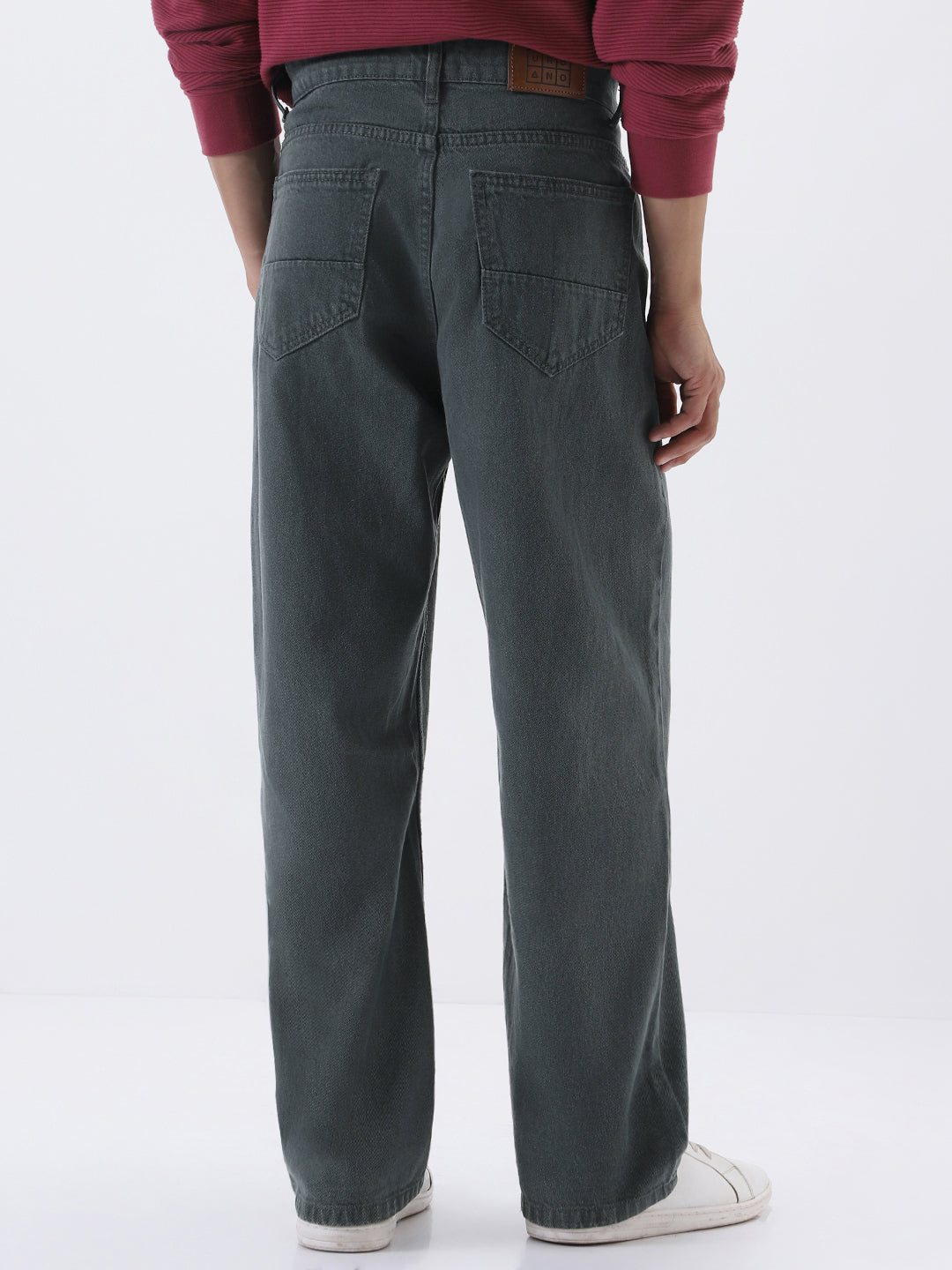 Men's Grey Loose Fit Washed Jeans Non-Stretchable