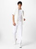 Men's White Loose Fit Washed Jeans Non-Stretchable