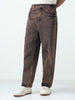 Men's Light Brown Loose Baggy Fit Washed Jeans Non-Stretchable