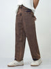 Men's Light Brown Loose Baggy Fit Washed Jeans Non-Stretchable